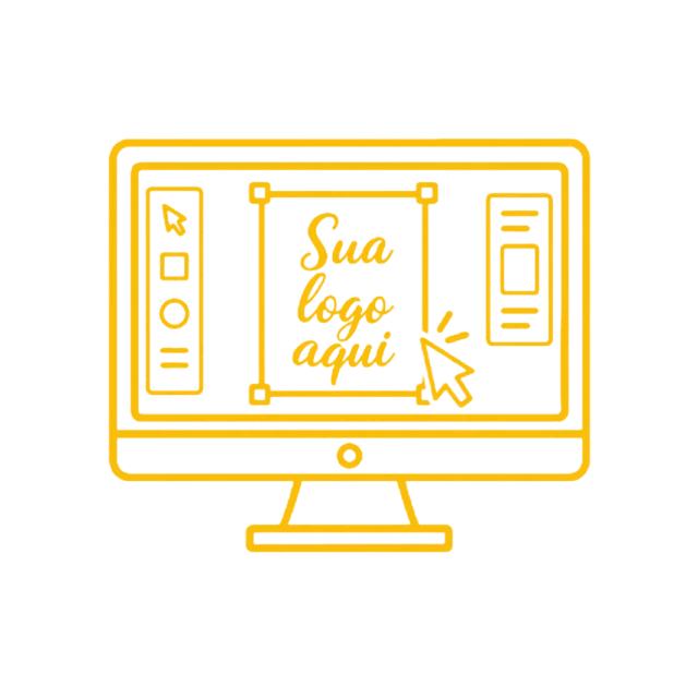Ilustração de um computador com a arte sendo preparada