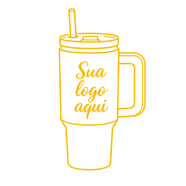 Ilustração de um copo térmico personalizado pronto