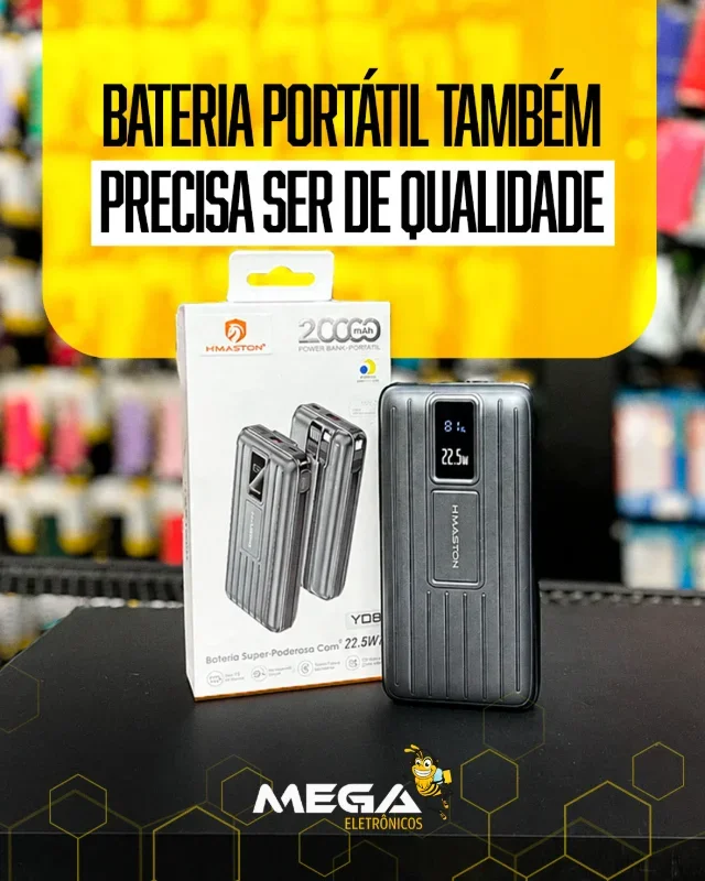 Power bank de 20.000 mAh com visor digital
