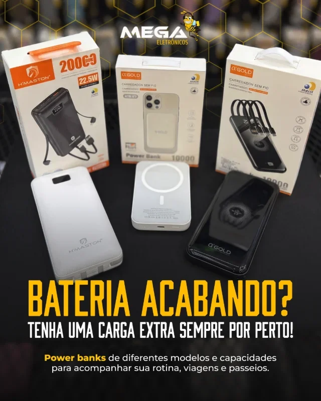 Power banks de diferentes modelos e capacidades