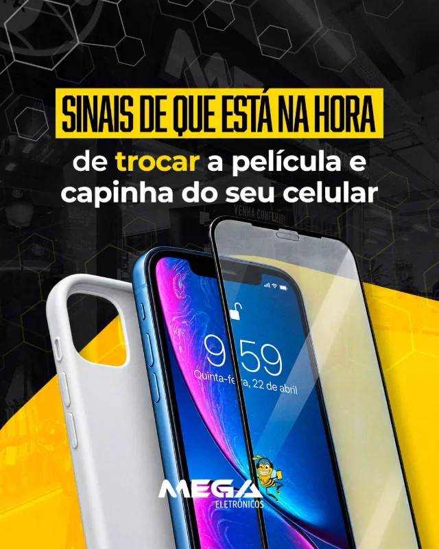 Celular com película de vidro e capinha nova